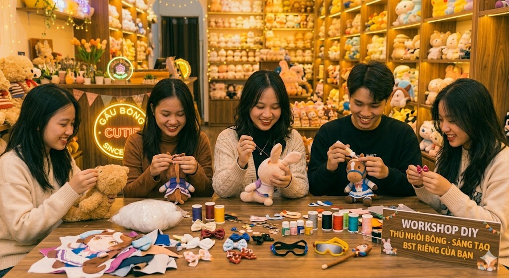 Săn ngay gấu bông chính hãng giá hạt dẻ cho học sinh, sinh viên cực xinh gau bong shop work shop